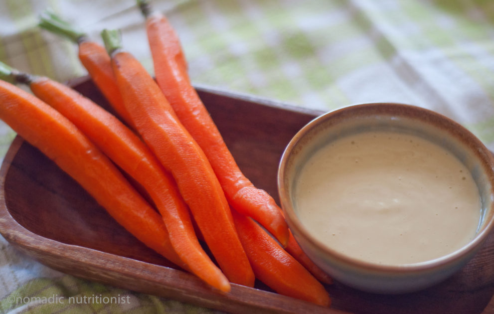 Baby carrots with Lemon Tahini Dressing