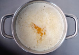 A saucepan with melted butter